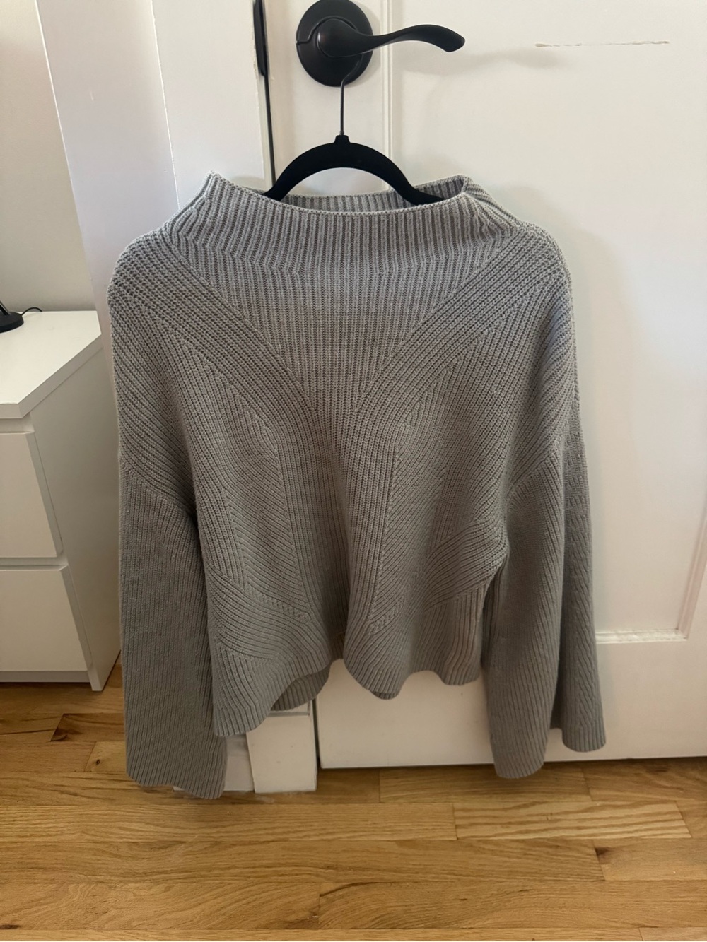 Maeve Light Gray Ribbed Mock Neck Sweater